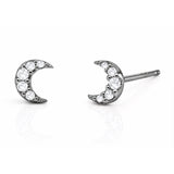 TAI JEWELRY Earrings OXIDIZED SILVER Mini Pave Moon Earrings