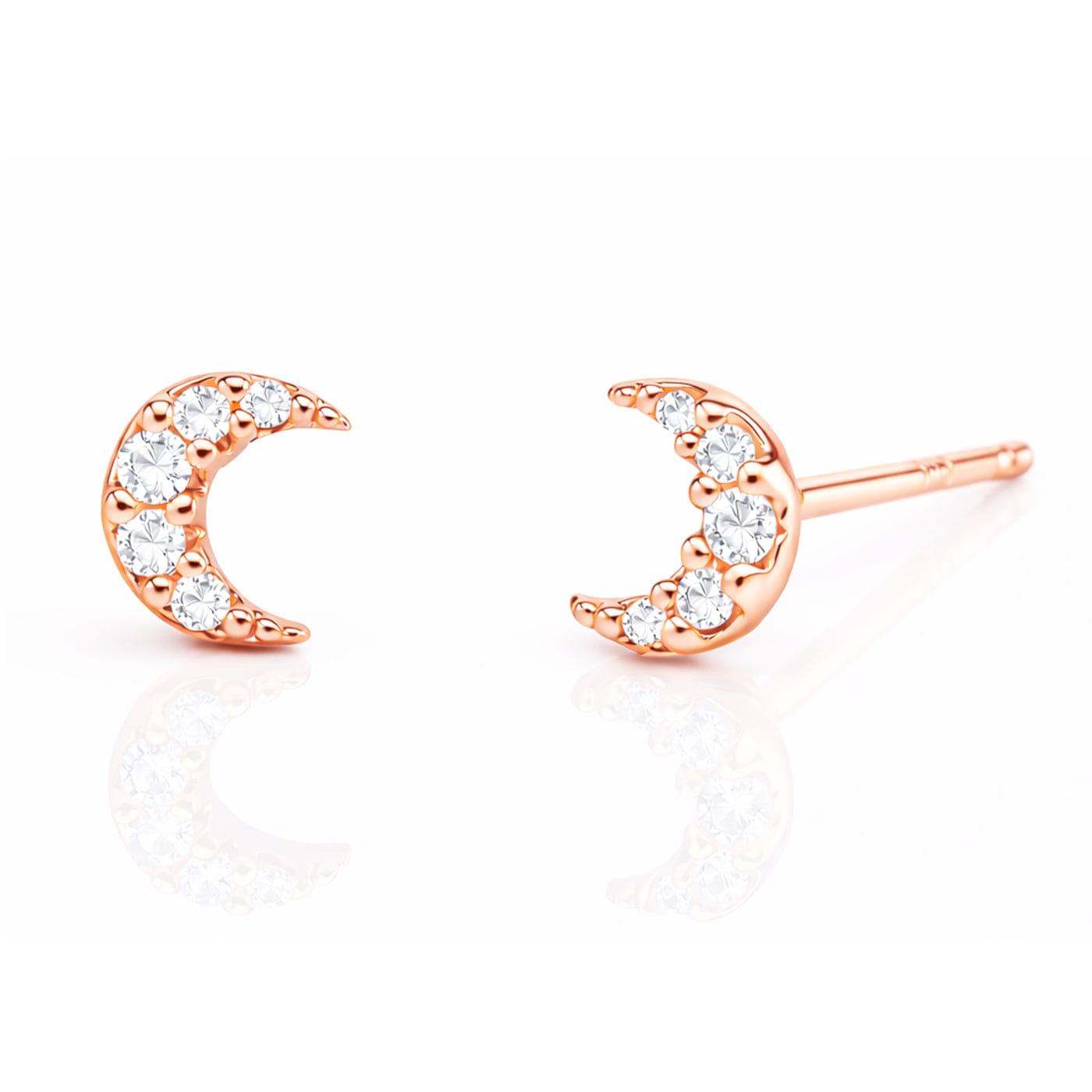 TAI JEWELRY Earrings ROSE GOLD Mini Pave Moon Earrings