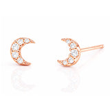 TAI JEWELRY Earrings ROSE GOLD Mini Pave Moon Earrings