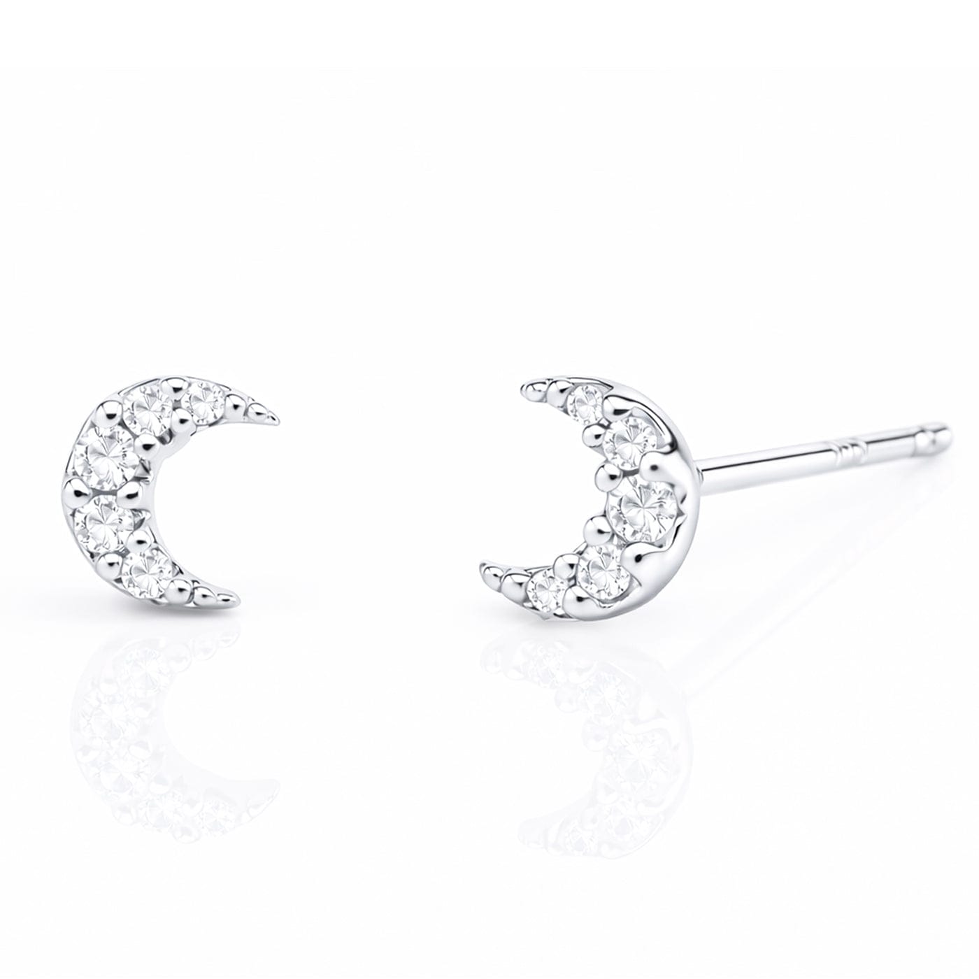 TAI JEWELRY Earrings SILVER Mini Pave Moon Earrings