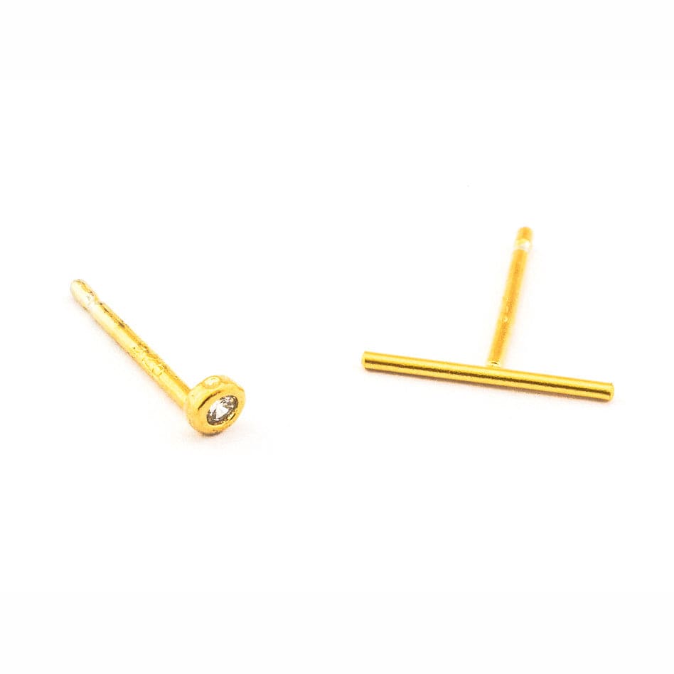 TAI JEWELRY Earrings Mismatched Stick And Cz Studs