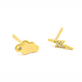 TAI JEWELRY Earrings GOLD Mix And Match Thunder And Cloud Post Earrings