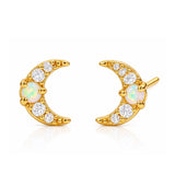 TAI JEWELRY Earrings Moon Studs with Opal Center