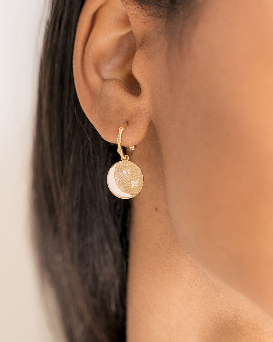 TAI JEWELRY Earrings Mother Moon Crescent Huggie Hoops