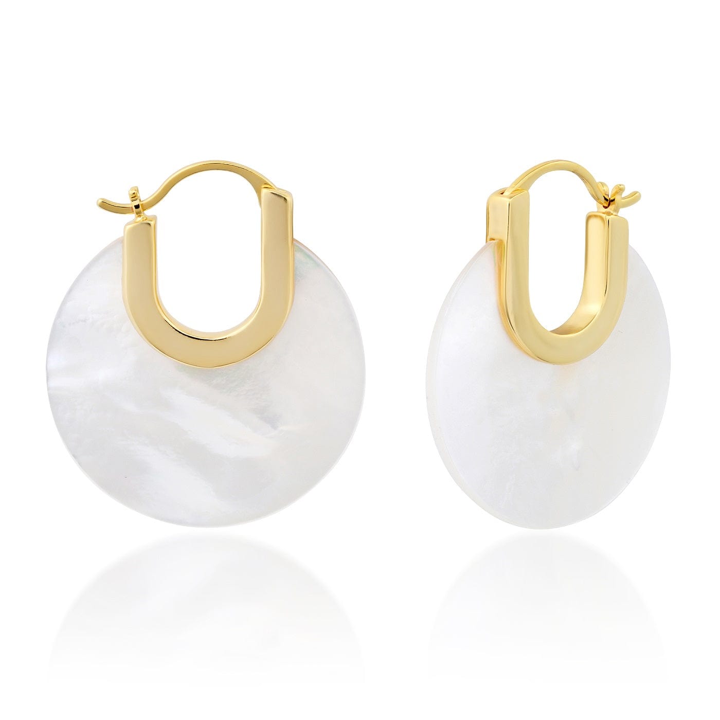 TAI JEWELRY Earrings Mother of Pearl Disc Huggie