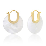 TAI JEWELRY Earrings Mother of Pearl Disc Huggie