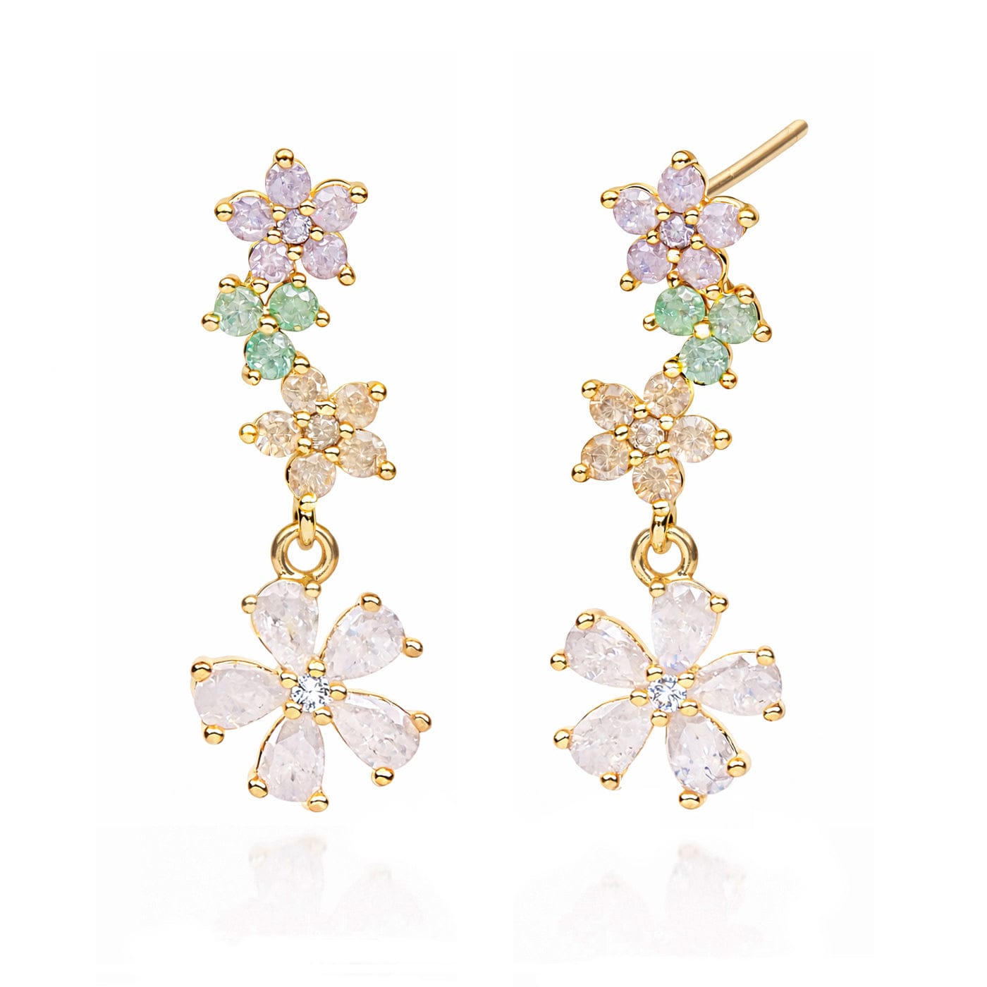 TAI JEWELRY Earrings Multi assorted colored CZ flower drop earring