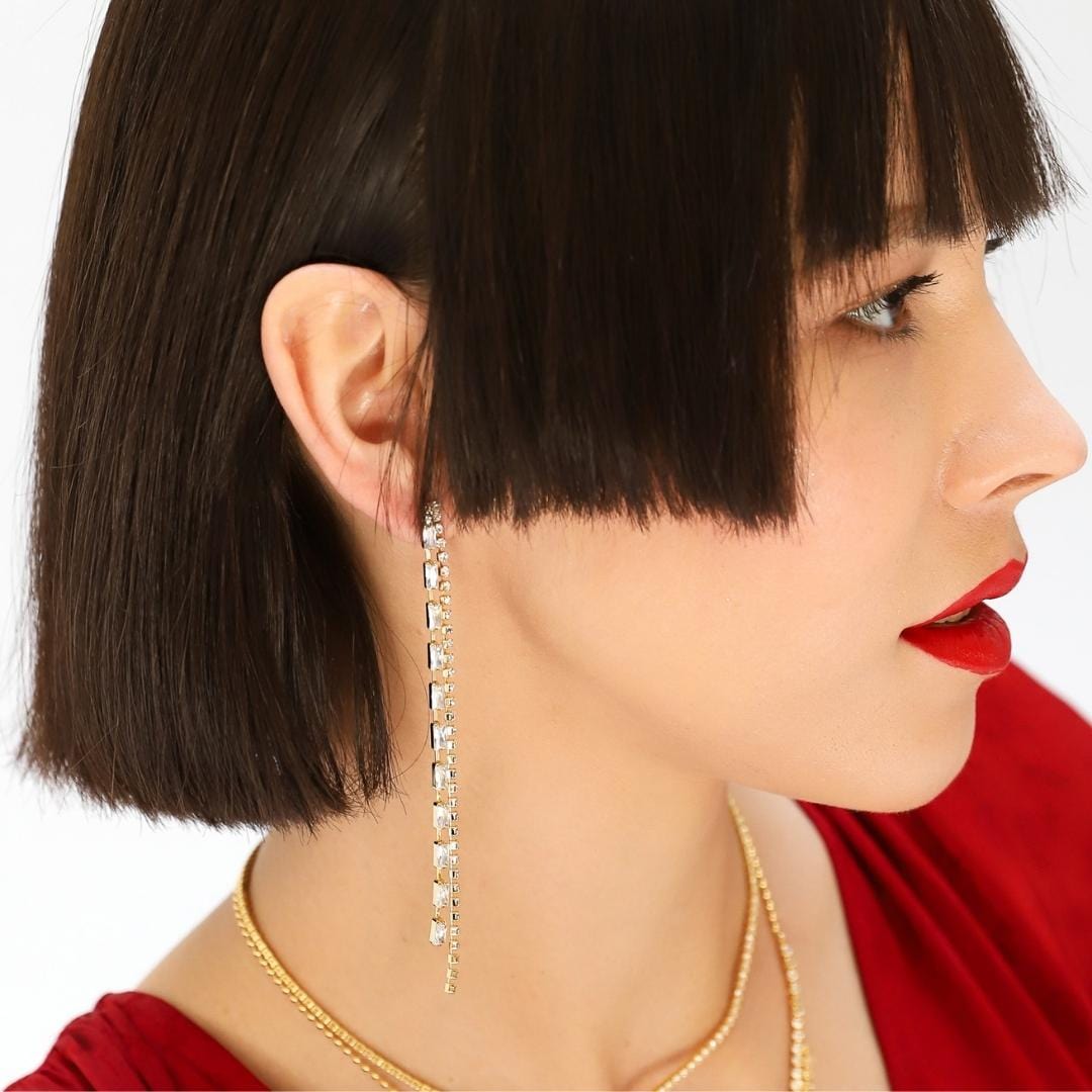 TAI JEWELRY Earrings Multi-Chain CZ Linear Earrings