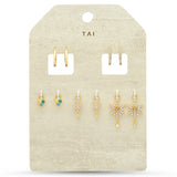 TAI JEWELRY Earrings Multi-Color Charm Huggie Set