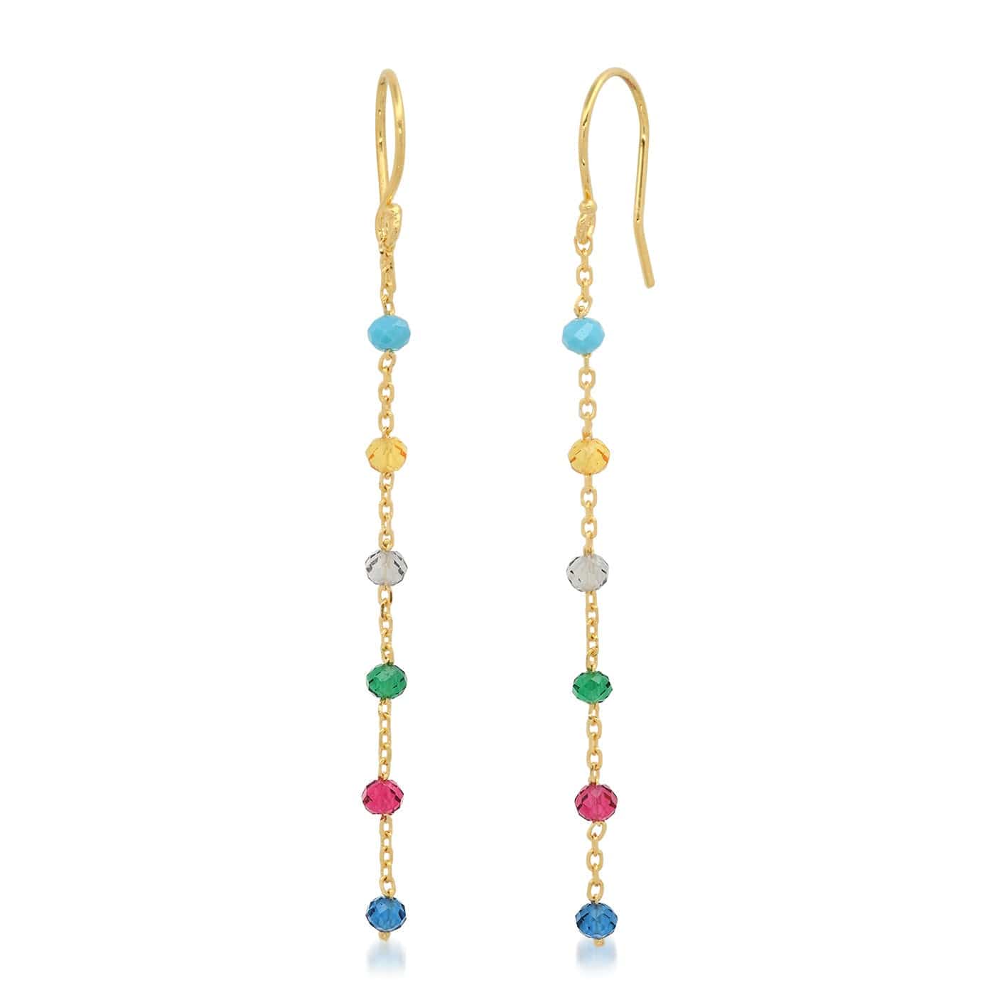 TAI JEWELRY Earrings Multi-Colored CZ Linear Chain Earrings