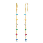 TAI JEWELRY Earrings Multi-Colored CZ Linear Chain Earrings
