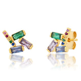 TAI JEWELRY Earrings Multi-Colored Geometric CZ Studs