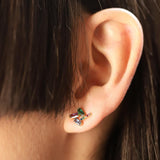TAI JEWELRY Earrings Multi-Colored Geometric CZ Studs