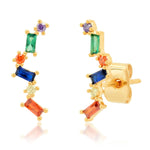 TAI JEWELRY Earrings Wine Multi-Dimensional Baguette Crawler Earrings