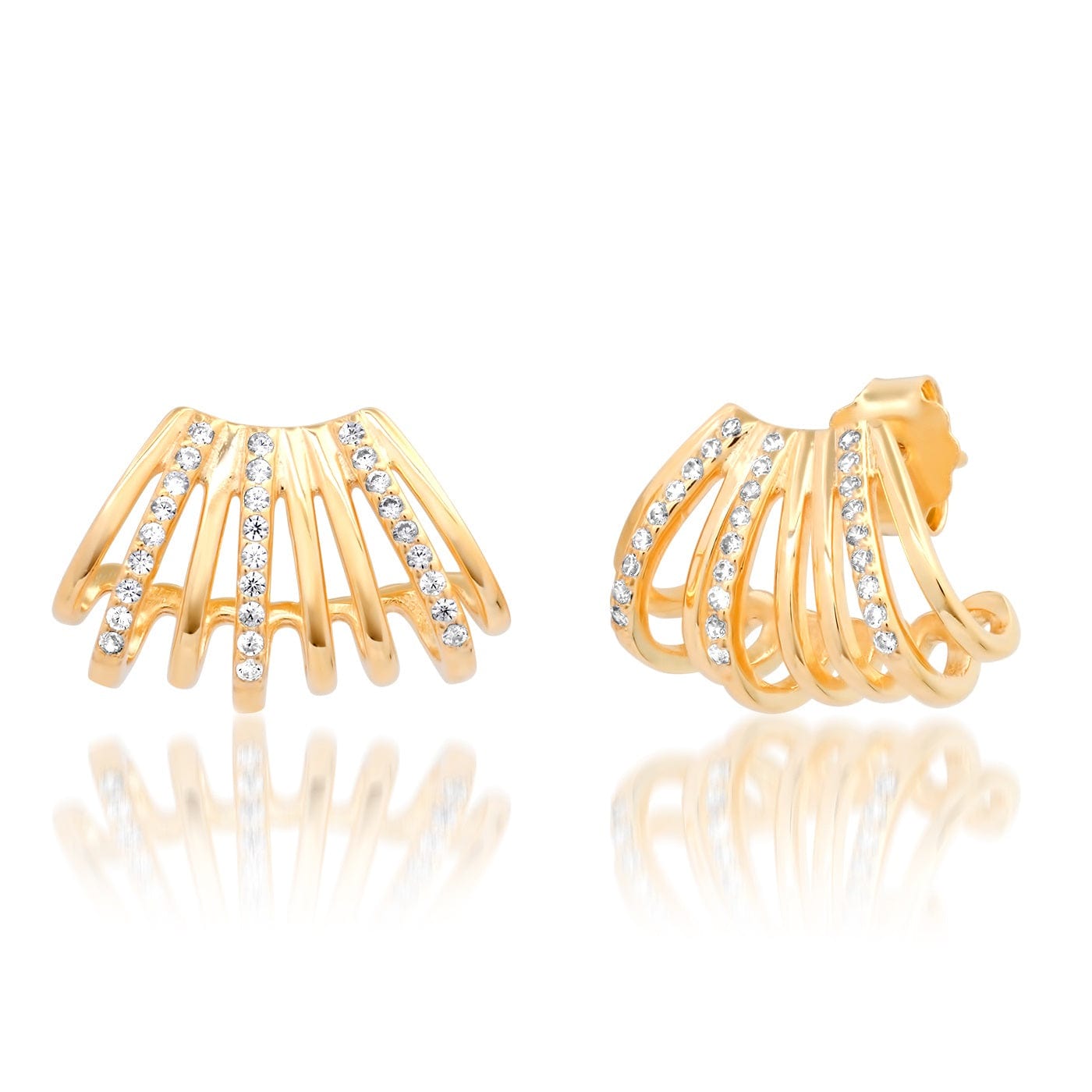 TAI JEWELRY Earrings Gold Multi-Row Huggie