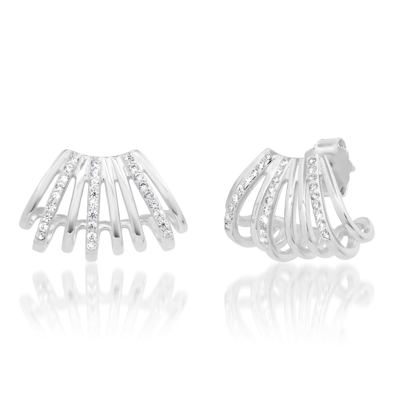 TAI JEWELRY Earrings Silver Multi-Row Huggie