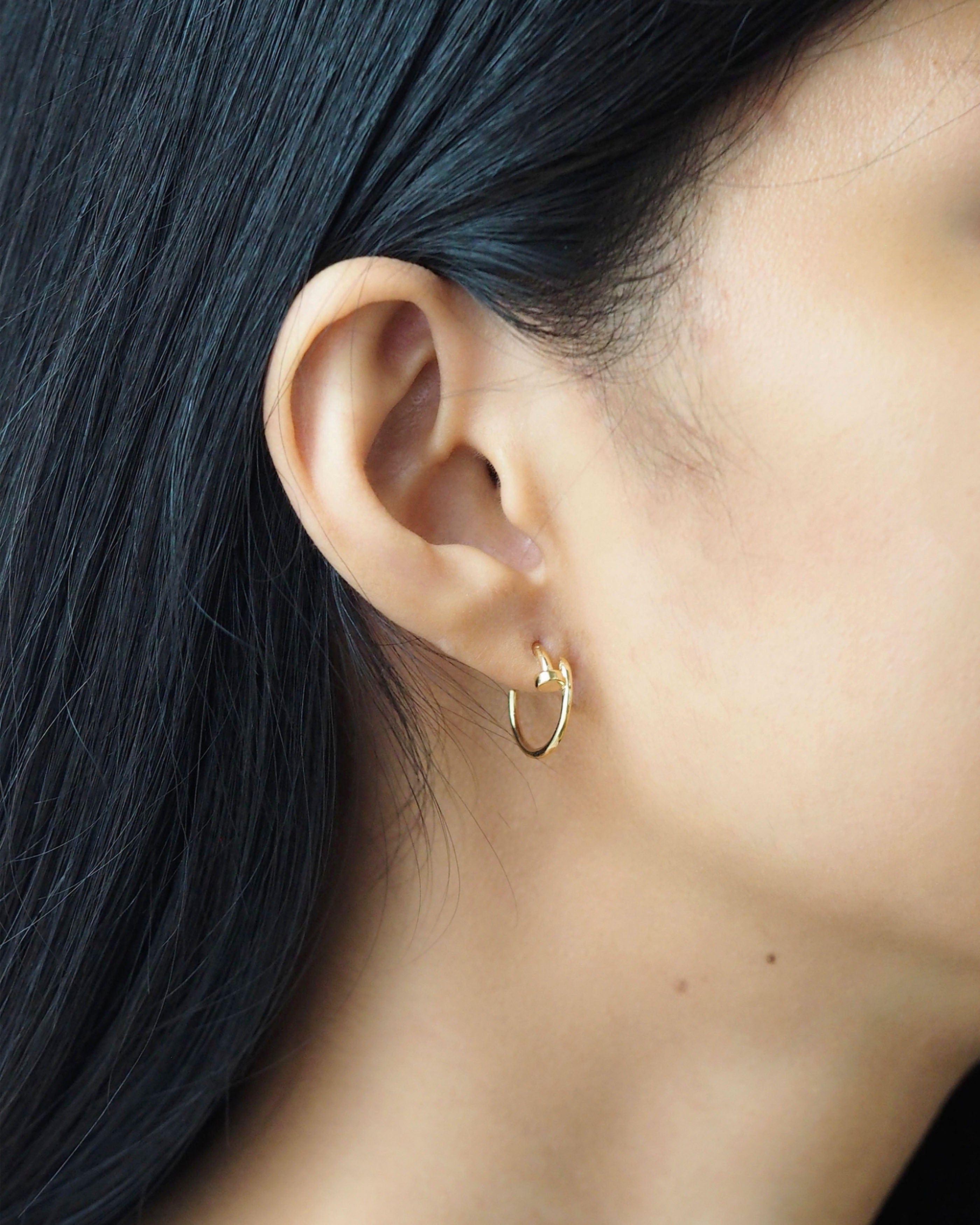 TAI JEWELRY Earrings Silver Nail Hoop