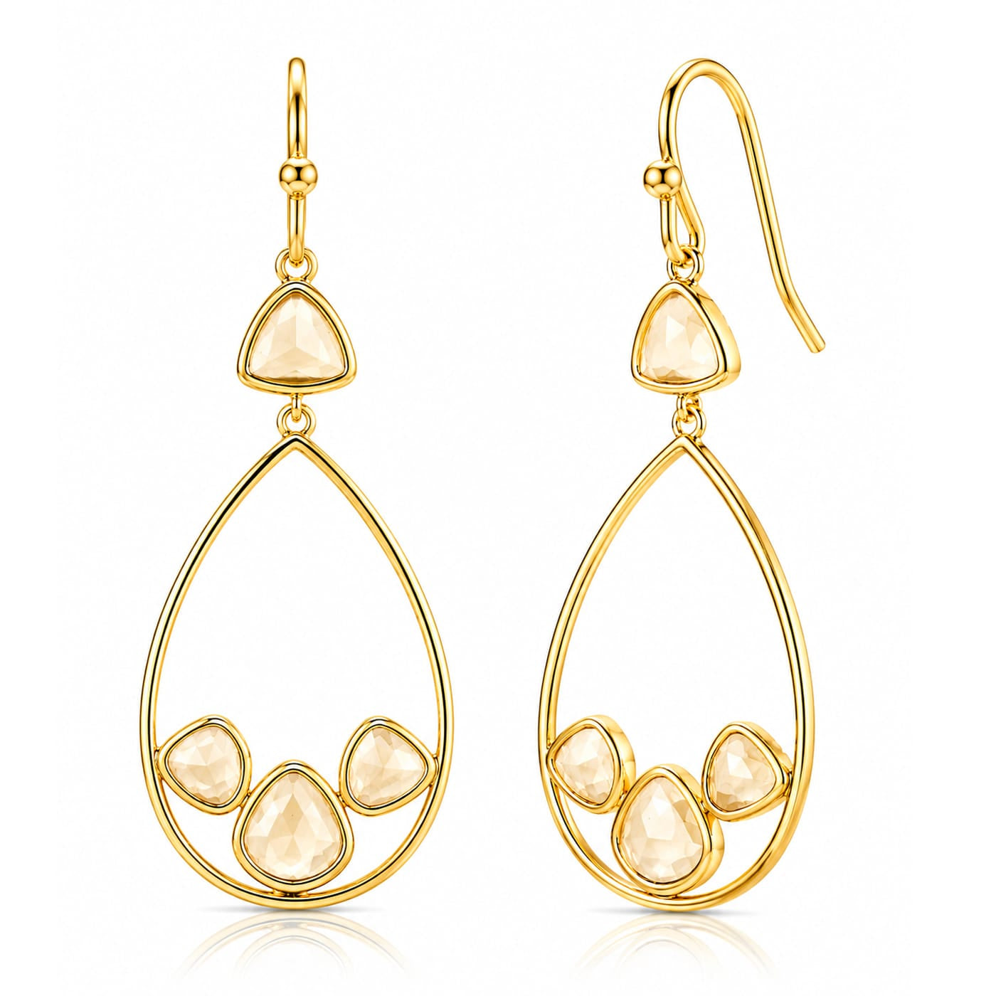 TAI JEWELRY Earrings MOON/ CAT'S EYE Neutral Double Drop Earrings