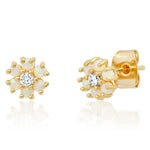 TAI JEWELRY Earrings Opal Cz Flower Studs