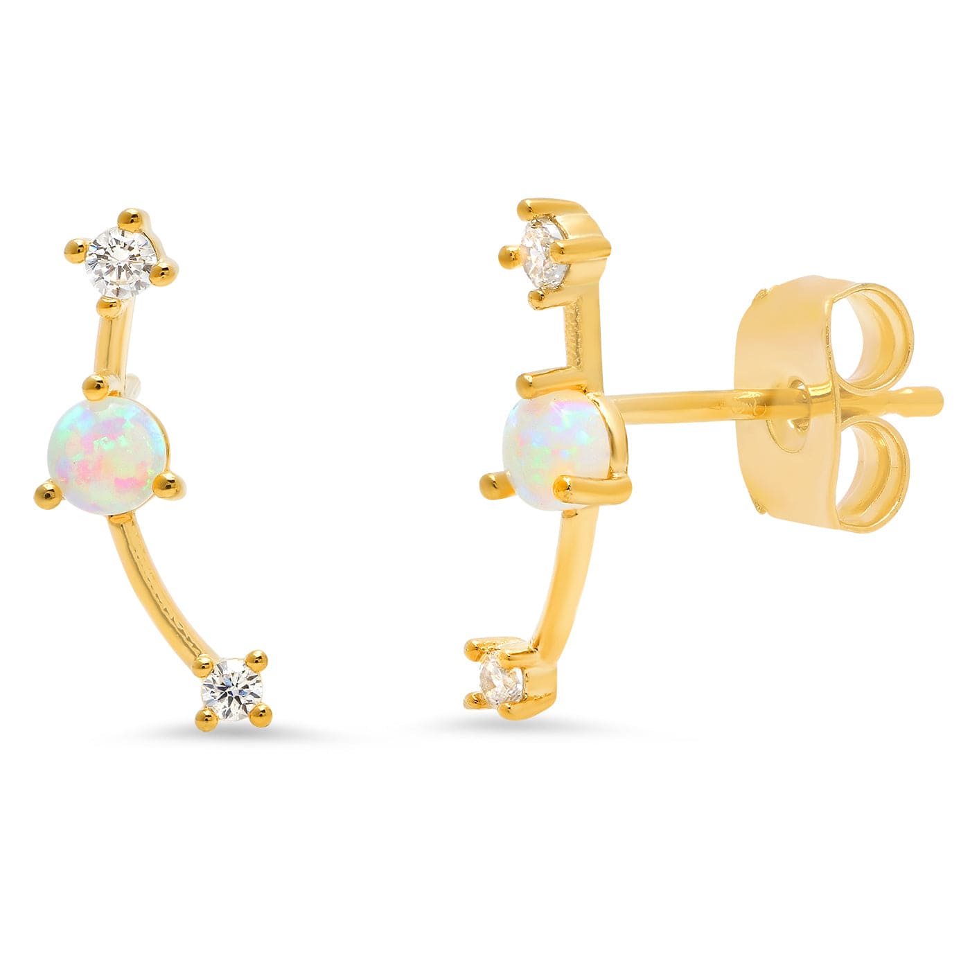 TAI JEWELRY Earrings Opal Ear Climber With Cz Accents