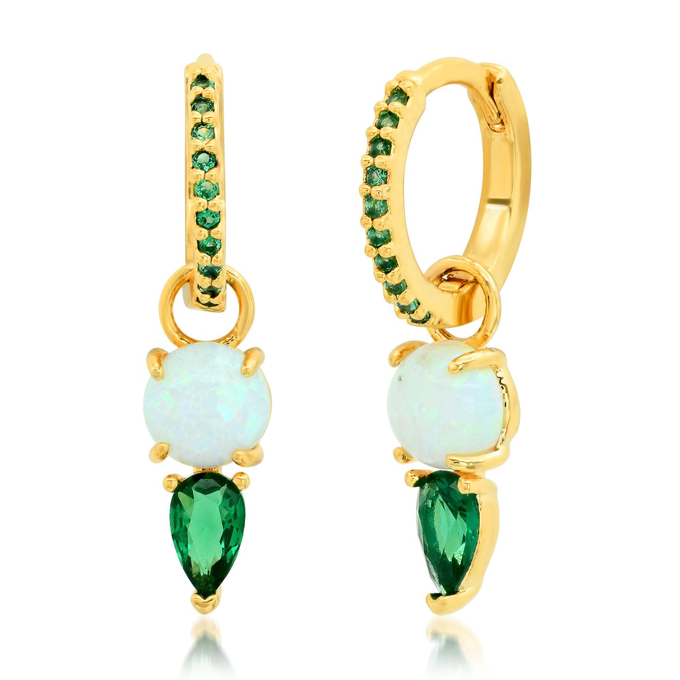 TAI JEWELRY Earrings Opal & Emerald Charm Huggies