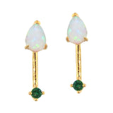 TAI JEWELRY Earrings Opal Stone Stick Earrings With Emerald Stone Accents