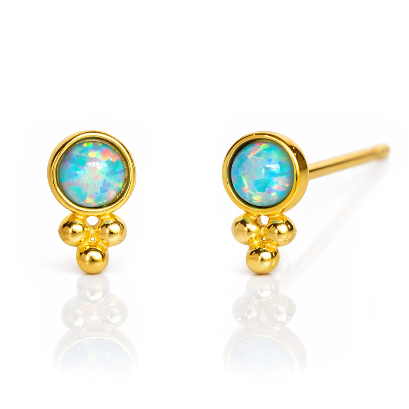 TAI JEWELRY Earrings Opal Stud with Tri-cluster