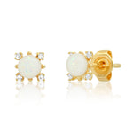 TAI JEWELRY Earrings Opal Studs With CZ Accents