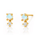 TAI JEWELRY Earrings Opal Studs With CZ Drop