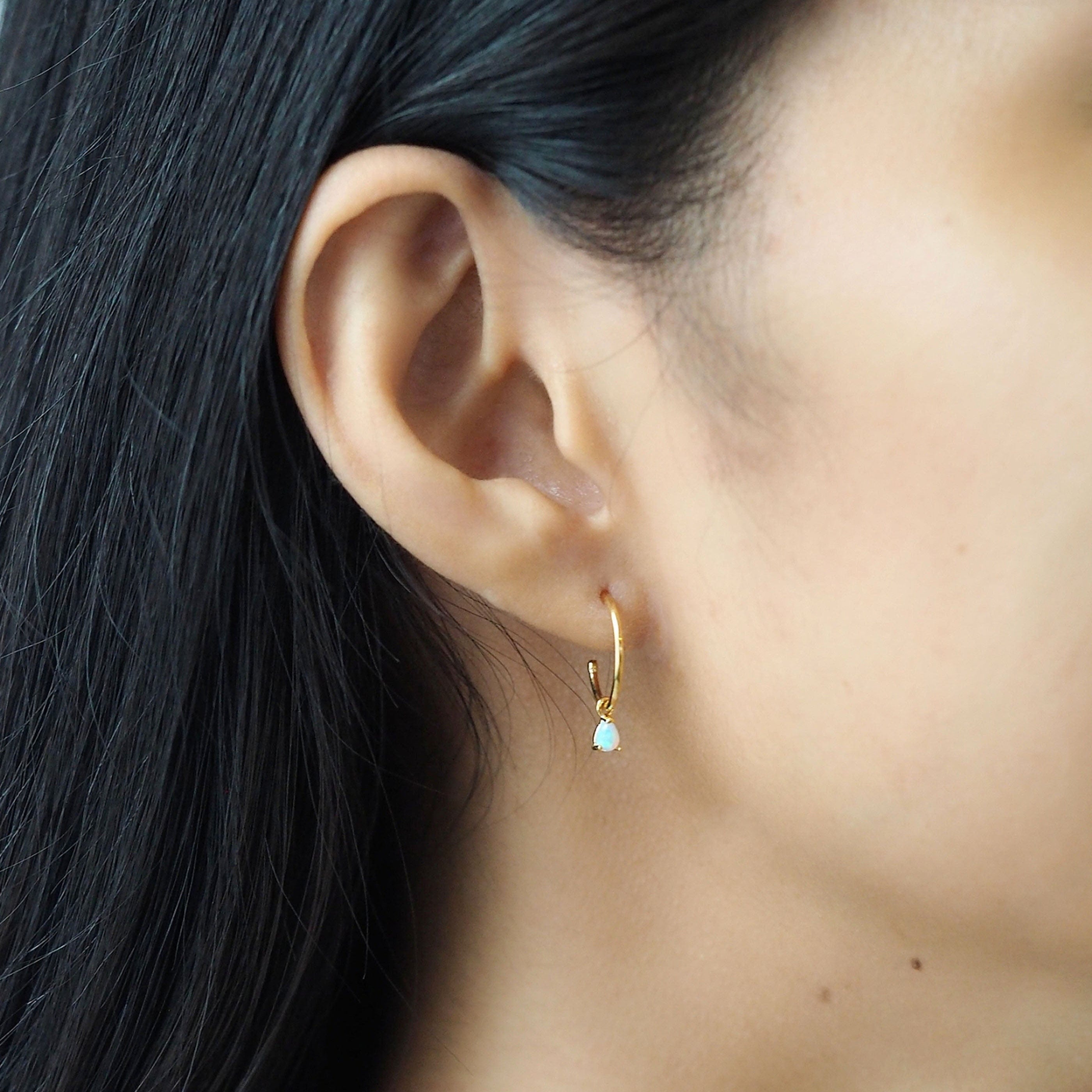 TAI JEWELRY Earrings Opal Tear Drop Dangle Hoops
