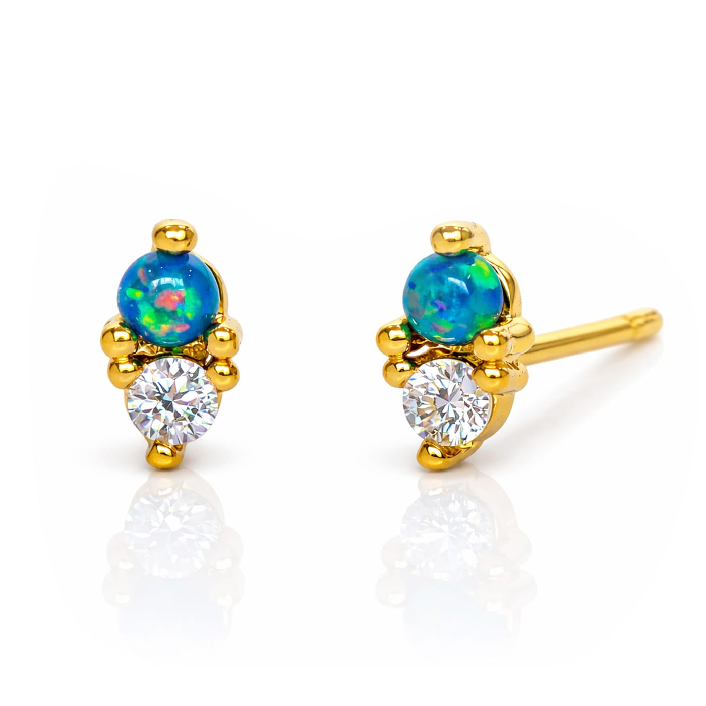 TAI JEWELRY Earrings Opalescent Glass & CZ Stud
