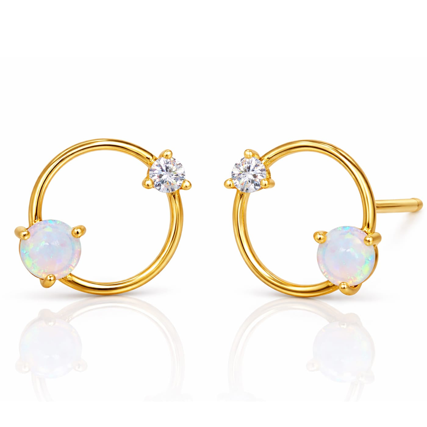 TAI JEWELRY Earrings Open Circle Opal Earrings
