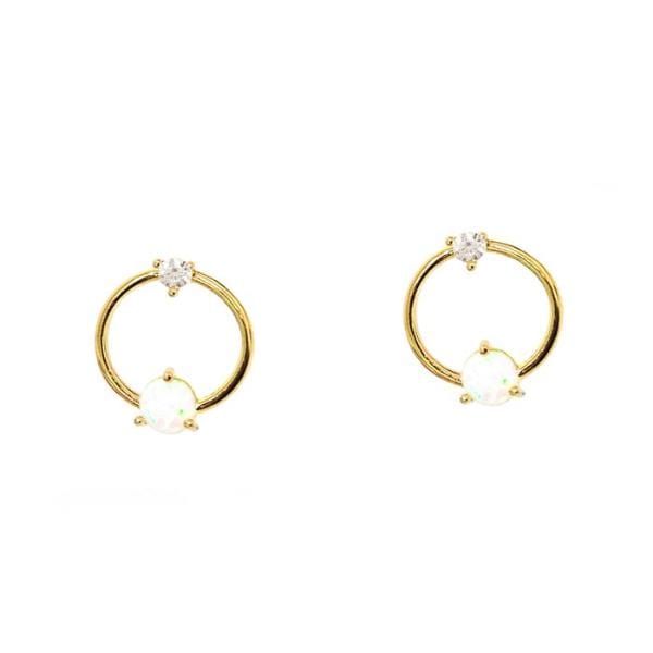 TAI JEWELRY Earrings Open Circle Opal Earrings
