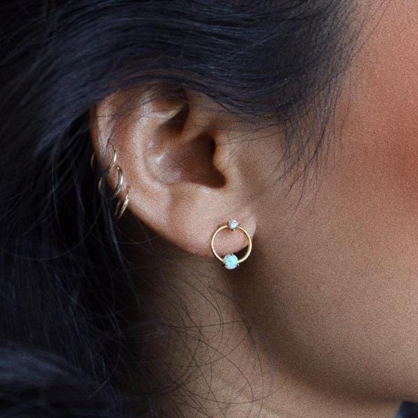 TAI JEWELRY Earrings Open Circle Opal Earrings