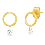 TAI JEWELRY Earrings Open Circle Studs With CZ Dangle