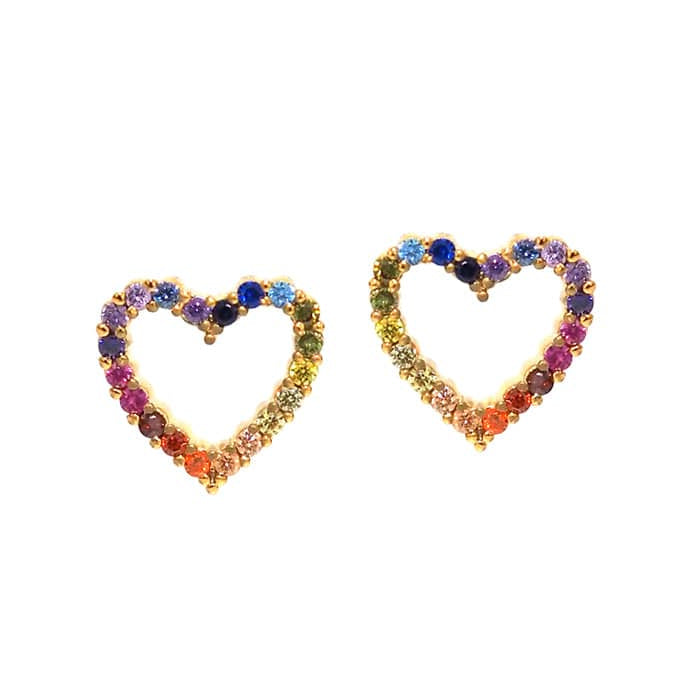 TAI JEWELRY Earrings Open Heart Rainbow Earrings