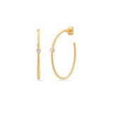 TAI JEWELRY Earrings Open Twist Hoops With CZ Accent