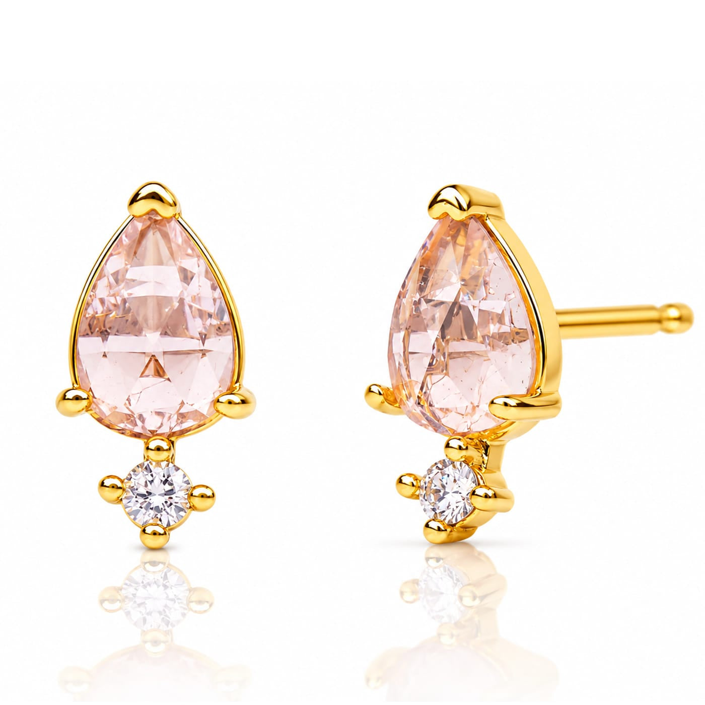 TAI JEWELRY Earrings Oval Rose Quartz Earrings With Cz Drop