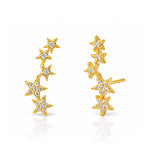 TAI JEWELRY Earrings Gold Pave 5 Star Earrings