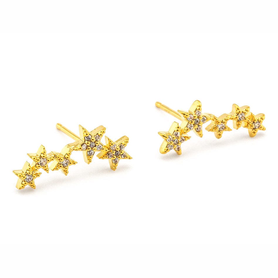 TAI JEWELRY Earrings Gold Pave 5 Star Earrings
