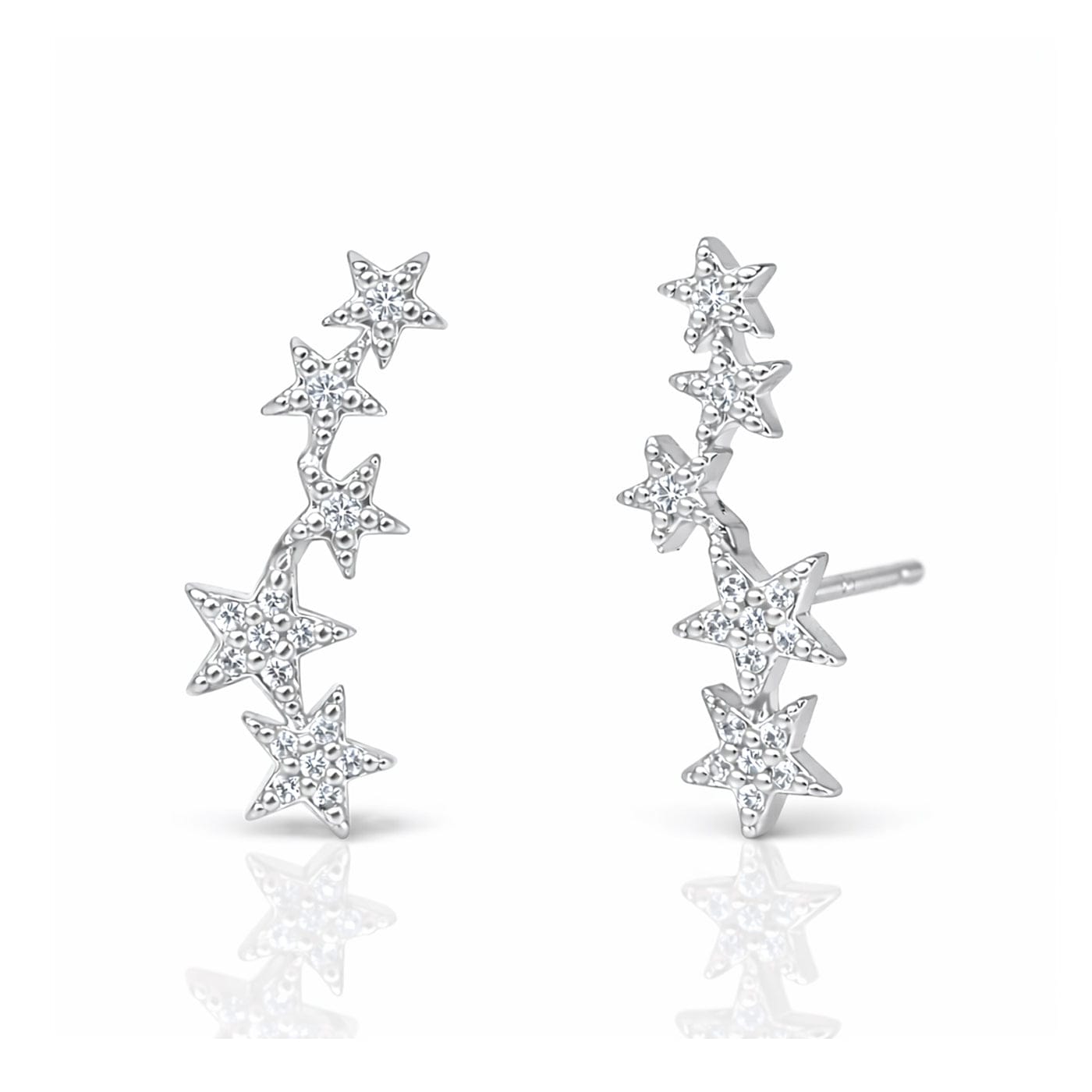 TAI JEWELRY Earrings SILVER Pave 5 Star Earrings