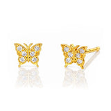 TAI JEWELRY Earrings GOLD Pave Butterfly Post Earrings