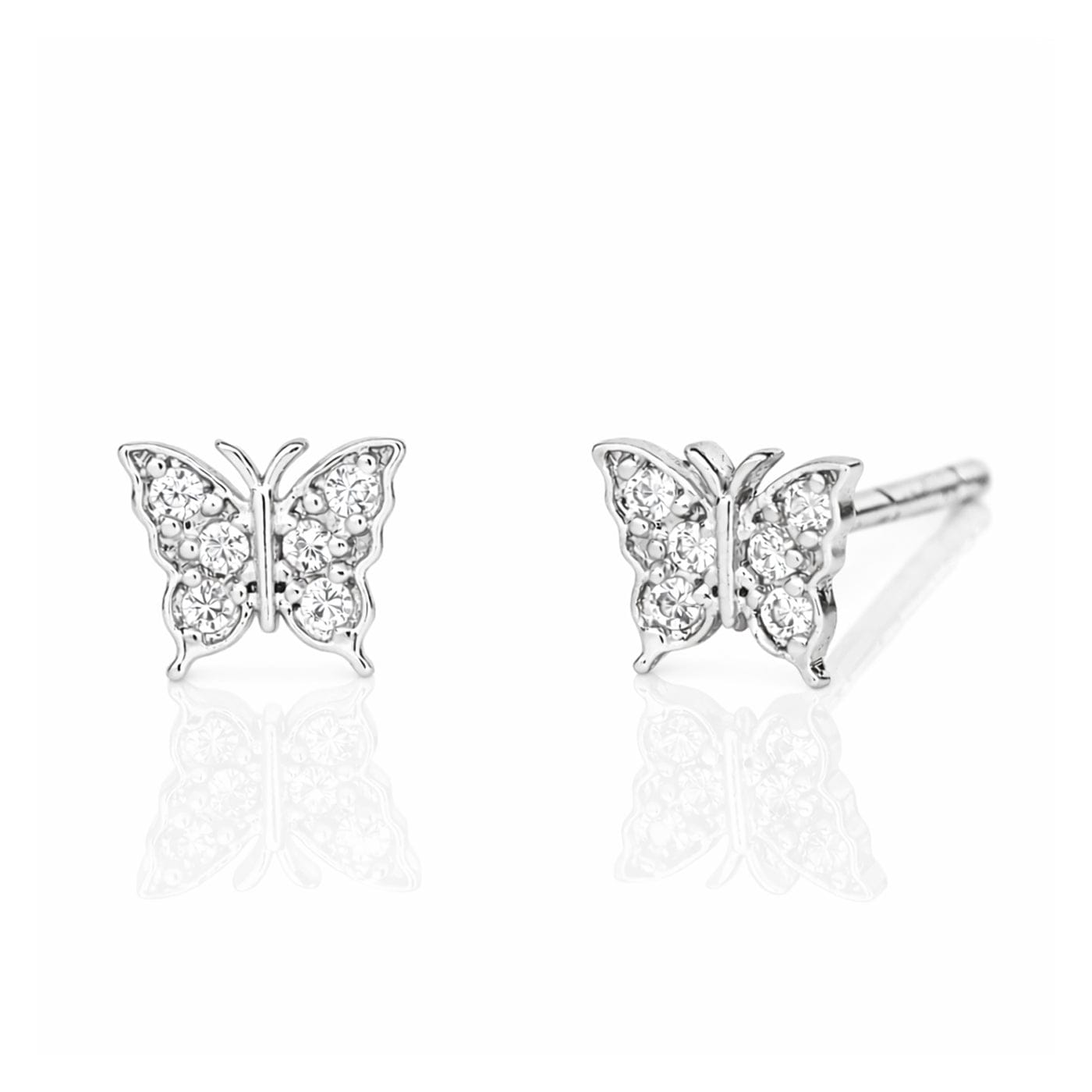TAI JEWELRY Earrings SILVER Pave Butterfly Post Earrings