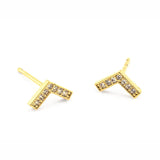 TAI JEWELRY Earrings GOLD Pave Chevron Post Earrings