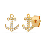 TAI JEWELRY Earrings Pave CZ Anchor Studs