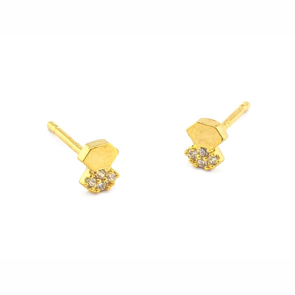 TAI JEWELRY Earrings Gold Pave Cz Bow Studs