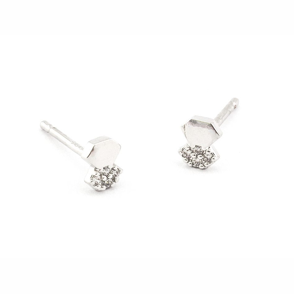 TAI JEWELRY Earrings Silver Pave Cz Bow Studs