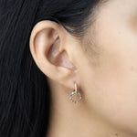 TAI JEWELRY Earrings Pave CZ Huggie With Rainbow Open Circle Charm Dangle