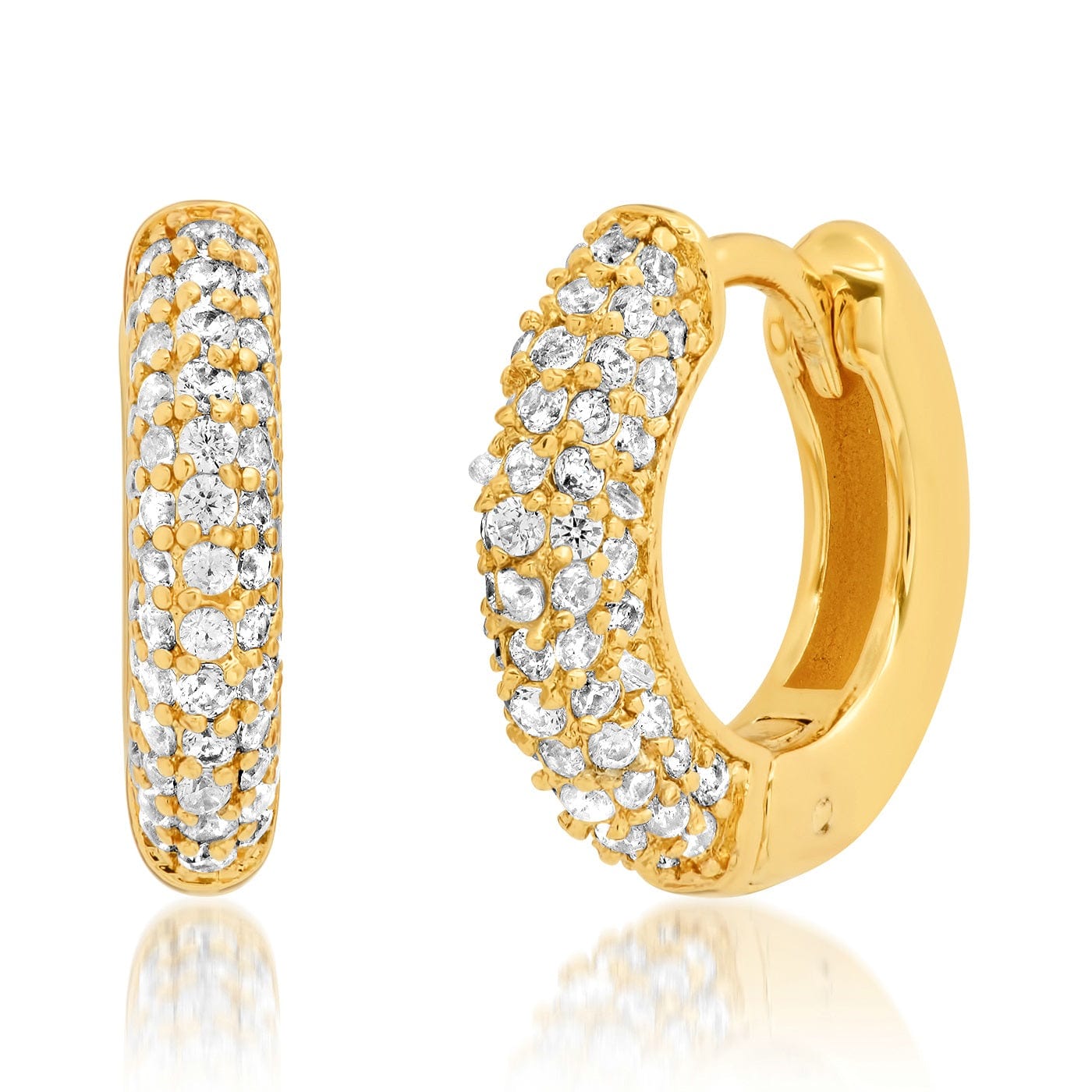 TAI JEWELRY Earrings Pave CZ Thick Gold Huggies