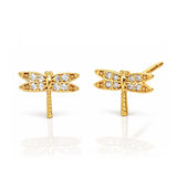 TAI JEWELRY Earrings GOLD Pave Dragonfly Post Earrings